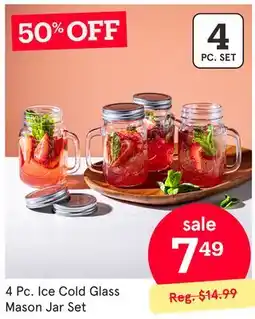 Kitchen Stuff Plus 4 Pc. Ice Cold Glass Mason Jar Set offer
