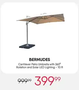 Meubles RD Bermudes - Cantilever Patio Umbrella with 360° Rotation and Solar LED Lighting - 10 ft offer
