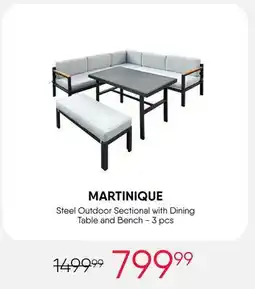 Meubles RD martinique - Steel Outdoor Sectional with Dining Table and Bench - 3 pcs offer