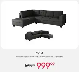 Meubles RD Nora - Reversible Sectional with a Drop-Down Backrest and Cup Holders offer