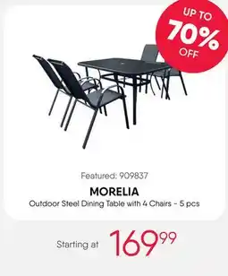 Meubles RD MORELIA Outdoor Steel Dining Table with 4 Chairs - 5 pcs offer