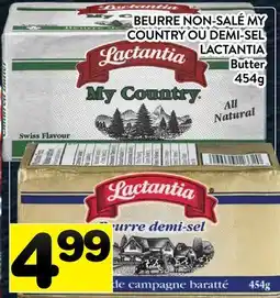 Supermarché PA BEURRE NON-SALÉ MY COUNTRY OU DEMI-SEL LACTANTIA offer
