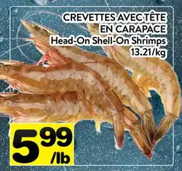Supermarché PA CREVETTES AVEC TÊTE EN CARAPACE | Head-On Shell-On Shrimps offer