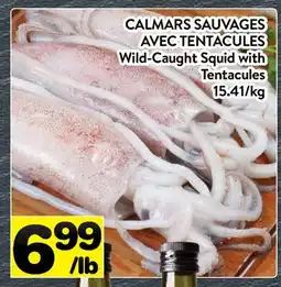Supermarché PA CALMARS SAUVAGES AVEC TENTACULES | Wild-Caught Squid with Tentacules offer