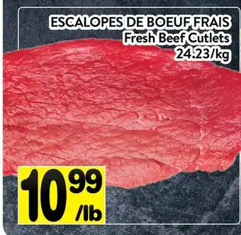 Supermarché PA ESCALOPES DE BOEUF FRAIS | FRESH BEEF CUTLETS offer