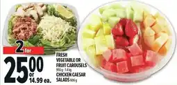 Metro Fresh vegetable or fruit carousels, chicken caesar offer