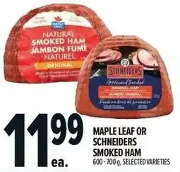 Metro Maple leaf or schneiders smoked ham offer