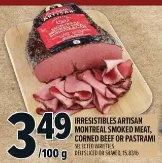 Metro Irresistibles artisan montreal smoked meat, corned beef or pastrami offer
