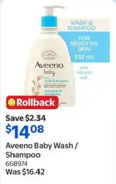 Walmart Aveeno Baby Wash/ Shampoo offer