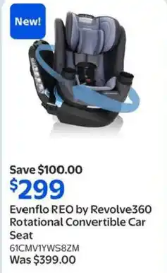 Walmart Evenflo REO by Revolve360 Rotational Convertible Car Seat offer