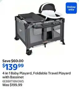 Walmart 4 in 1 Baby Playard, Foldable Travel Playard with Bassinet offer