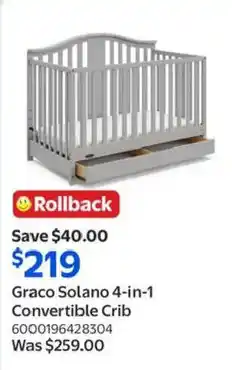 Walmart Graco Solano 4-in-1 Convertible Crib offer