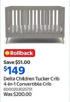 Walmart Delta Children Tucker Crib 4-in-1 Convertible Crib offer