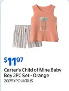 Walmart Carter's Child of Mine Baby Boy Set Orange offer
