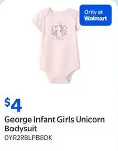 Walmart George Infant Girls Unicorn Bodysuit offer