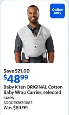 Walmart Baby K'tan Original Cotton Baby Wrap Carrier offer
