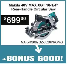 Atlas Tools & Machinery Makita 40V MAX XGT 10-1/4 Rear-Handle Circular Saw offer