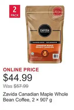 Costco Zavida Canadian Maple Whole Bean Coffee, 2 × offer
