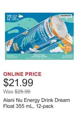 Costco Alani Nu Energy Drink Dream Float 355 mL, 12-pack offer