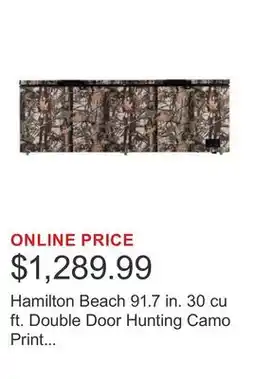 Costco Hamilton Beach 91.7 in. 30 cu ft. Double Door Hunting Camo Print Chest Freezer offer