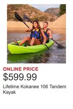 Costco Lifetime Kokanee 106 Tandem Kayak offer