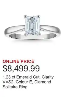 Costco 1.23 ct Emerald Cut, Clarity VVS2, Colour E, Diamond Solitaire Ring offer