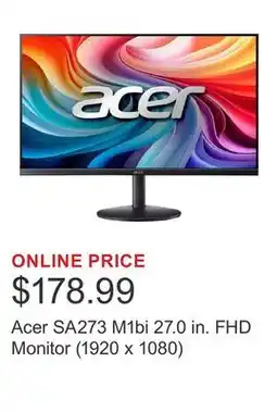 Costco Acer SA273 M1bi 27.0 in. FHD Monitor (1920 x 1080) offer