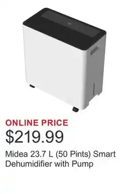 Costco Midea 23.7 L (50 Pints) Smart Dehumidifier with Pump offer