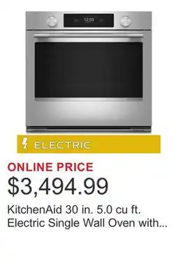Costco KitchenAid 30 in. 5.0 cu ft. Electric Single Wall Oven with Intelligent Cooking Camera offer