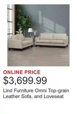 Costco Lind Furniture Omni Top-grain Leather Sofa, and Loveseat offer
