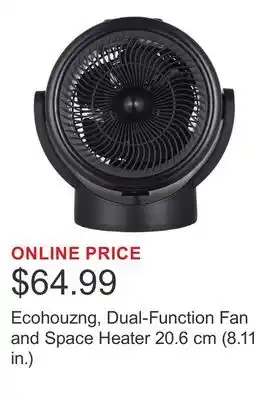 Costco Ecohouzng, Dual-Function Fan and Space Heater 20.6 cm (8.11 in.) offer
