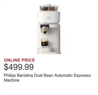 Costco Philips Baristina Dual Bean Automatic Espresso Machine offer