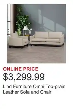 Costco Lind Furniture Omni Top-grain Leather Sofa and Chair offer