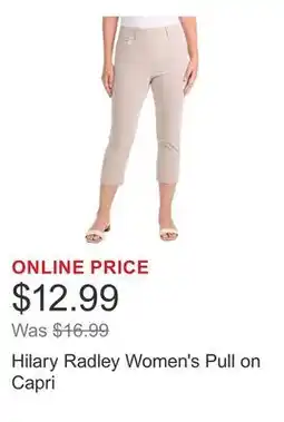 Costco Hilary Radley Women's Pull on Capri offer