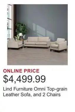 Costco Lind Furniture Omni Top-grain Leather Sofa, and 2 Chairs offer