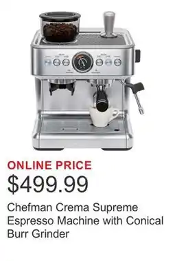 Costco Chefman Crema Supreme Espresso Machine with Conical Burr Grinder offer