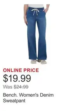 Costco Bench. Women's Denim Sweatpant offer