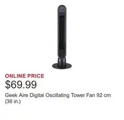 Costco Geek Aire Digital Oscillating Tower Fan 92 cm (36 in.) offer
