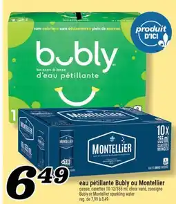 Marché Richelieu EAU PÉTILLANTE BUBLY OU MONTELLIER | BUBLY OR MONTELLIER SPARKLING WATER offer