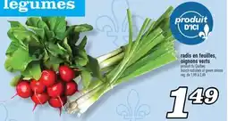Marché Richelieu RADIS EN FEUILLES, OIGNONS VERTS | BUNCH RADISHES OR GREEN ONIONS offer