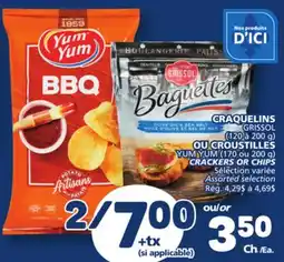 Marché Bonichoix GRISSOL (120 à 200 g) OR YUM YUM (170 ou 200 g) CRACKERS OR CHIPS offer