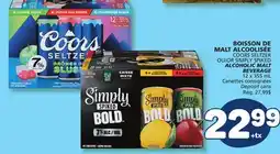 Marché Bonichoix COORS SELTZER OR SIMPLY SPIKED ALCOHOLIC MALT BEVERAGE offer