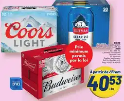 Marché Bonichoix BUDWEISER, COORS LIGHT OR SLEEMAN CLEAR 2.0 BEER offer