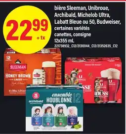 Maxi BIÈRE SLEEMAN, UNIBROUE, ARCHIBALD, MICHELOB ULTRA, LABATT BLEUE OU 50, BUDWEISER offer