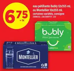 Maxi EAU PÉTILLANTE BUBLY, 12X355 ML OU MONTELLIER, 10X355 ML offer