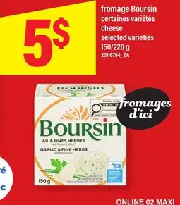 Maxi FROMAGE BOURSIN | CHEESE, 150/220 G offer