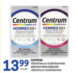 Uniprix CENTRUM Vitamines ou multivitamines sélectionnées/Selected vitamins or multivitamins offer