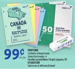 Uniprix FIRSTLINE Exercice books, 4 Graph papers, 50 STÄDTLER Eraser offer