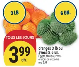 Marché Adonis ORANGES 3 LB OU AVOCATS 6 UN. | ORANGES OR AVOCADOS offer