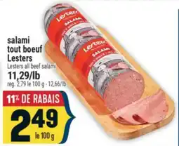 Marché Adonis SALAMI TOUT BOEUF LESTERS | LESTERS ALL BEEF SALAMI offer
